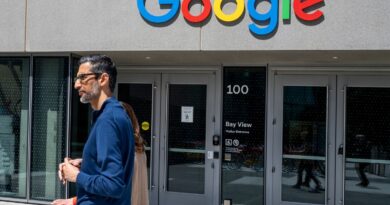 Sundar Pichai, chief executive officer of Alphabet Inc., during an interview on "The Circuit with Emily Chang" at Google's Bay View campus in Mountain View, California, US, on Wednesday, May 1, 2024.