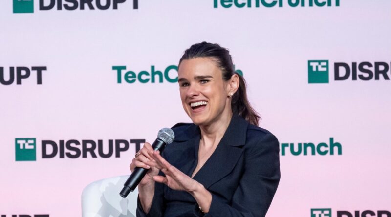 a photo of Christina Cacioppo on stage at TechCrunch Disrupt 2024
