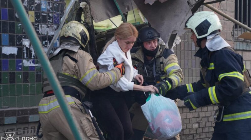 ‘Massive’ Russian air assault kills at least six in Ukraine’s capital Kyiv