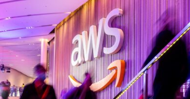AWS logo on wall at re-Invent 2021