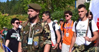 The group arrived in Potocari a day before the 30-year anniversary event