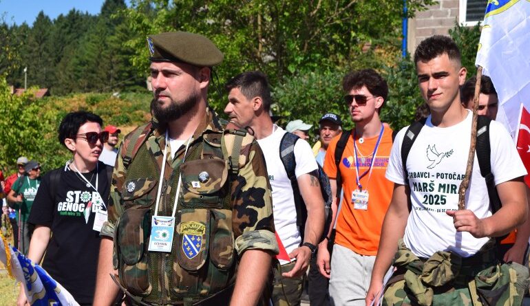 The group arrived in Potocari a day before the 30-year anniversary event