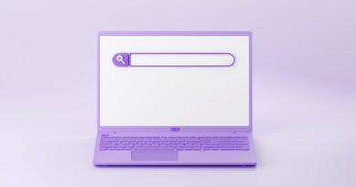 Web search bar on laptop screen 3d render - illustration of website form for research of information on computer