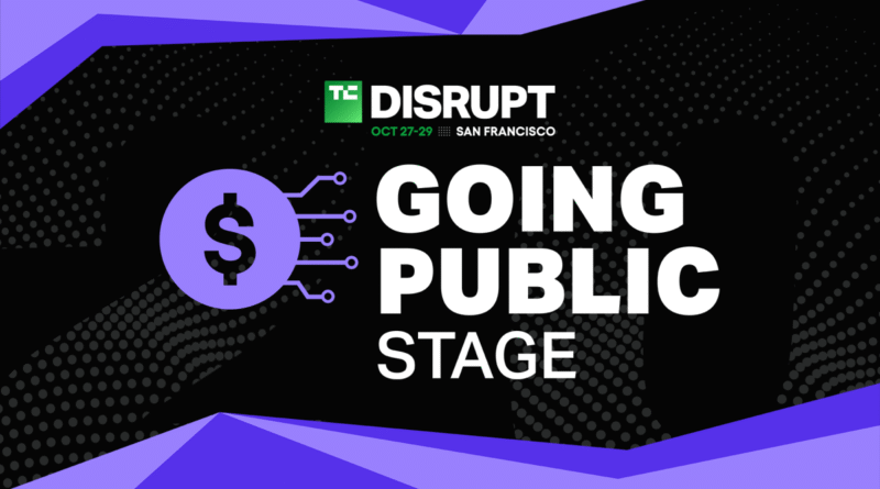 TechCrunch Disrupt 2025 Going Public Stage w/logo