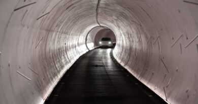 A Tesla in the Boring company tunnel in Las Vegas.