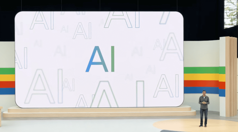 Sundar Pichai onstage at Google IO