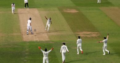 Mohammed Siraj of India celebrates the wicket of Josh Tongue of England during Day Three of the second Test