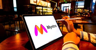 Myntra logo on iPad screen