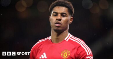 Marcus Rashford playing for Manchester United against Leicester in November 2024