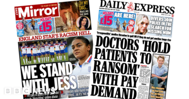 Newspaper headlines: 'Doctors hold patients to ransom' and Lionesses 'stand with Jess'