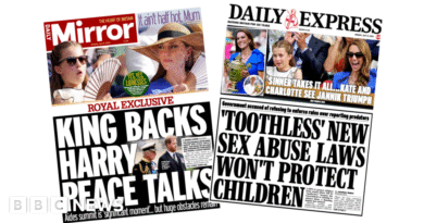 Newspaper headlines: 'Royal peace talks' and 'Sinner takes it all'