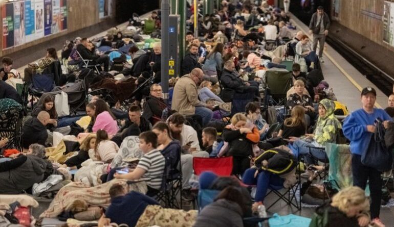 People take shelter inside a metro station during a Russian military strike, amid Russia's attack on Ukraine, in Kyiv, Ukraine June 29, 2025. REUTERS/Yan Dobronosov TPX IMAGES OF THE DAY