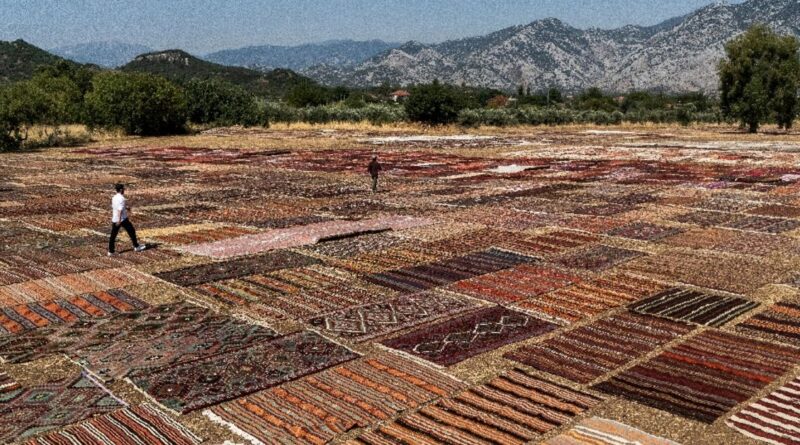 Thousands of carpets sunbathe at Turkish resort