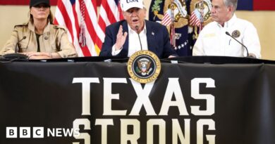 Trump surveys damage in Texas as search efforts continue for 160 missing
