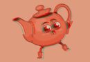 a screenshot of the TeaOnHer logo on an orange-ish background.