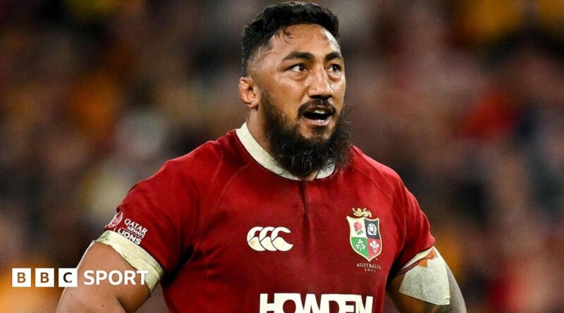 Bundee Aki looks skywards during a Lions Test in Australia