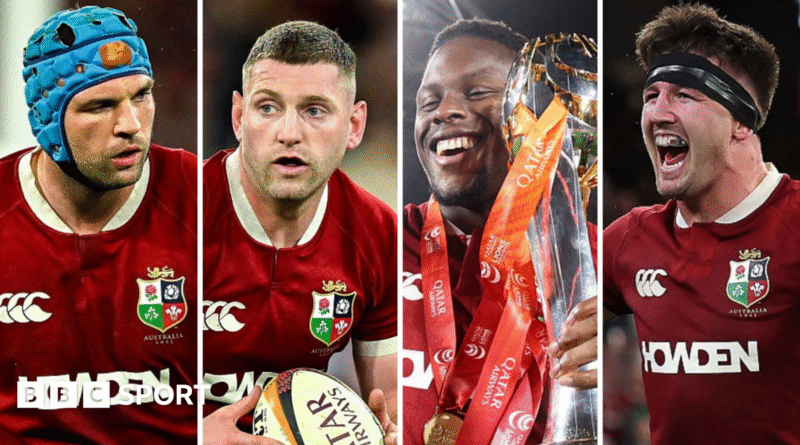 A split picture of Tadhg Beirne, Finn Russell, Maro Itoje and Tom Curry