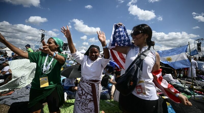 Elation as pope arrives by helicopter to open-air youth vigil in Rome