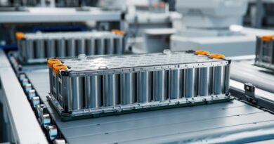 A battery pack rolls off a production line.