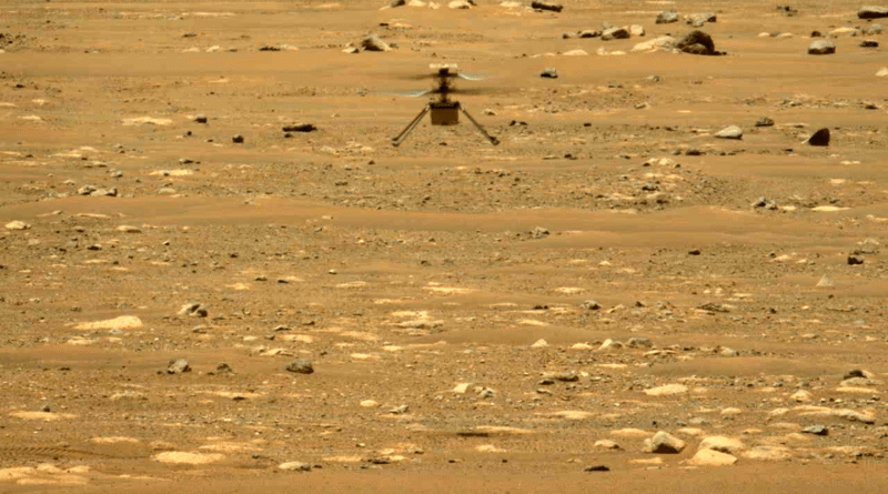 ingenuity mars helicopter mid-flight