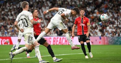 Arda Gueler of Real Madrid scores his team's first goal during the LaLiga match between Real Madrid and Mallorca