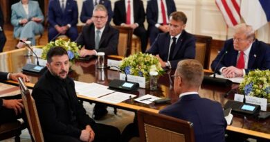 Ukrainian President Volodymyr Zelenskiy speaks during a meeting with U.S. President Donald Trump, French President Emmanuel Macron, British Prime Minister Keir Starmer, and Finland's President Alexander Stubb