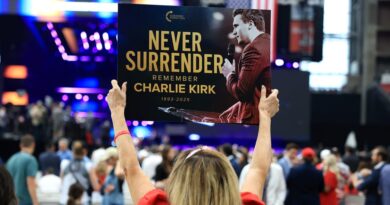 Elon Musk attended Charlie Kirk's memorial service. Photos show huge crowds.