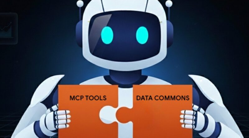 render of robot holding Data Commons and MCP Server puzzle pieces