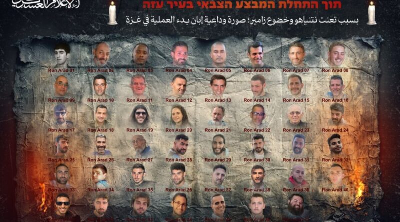 Hamas posts ‘farewell picture’ of 48 captives as Israel destroys Gaza City