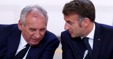 FILE -French President Emmanuel Macron, left, and Prime Minister Francois Bayrou attend a meeting with New Caledonia's elected officials and state representatives who have concluded a historic agreement allowing the creation of a "State of New Caledonia" within the French Republic, at the Elysee Palace in Paris, July 12, 2025. (Tom Nicholson, Pool Photo via AP, File)