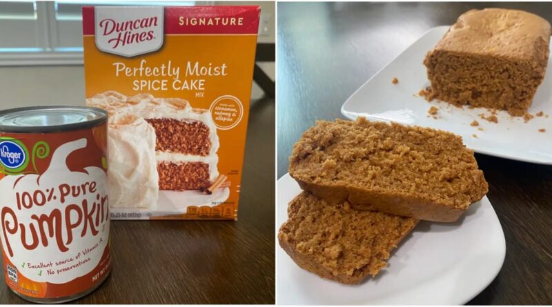 I made pumpkin bread with just 2 ingredients. It reminded me of my favorite Starbucks treat.