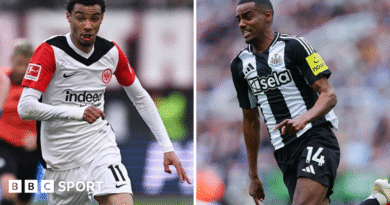 Split picture showing Hugo Ekitike and Alexander Isak