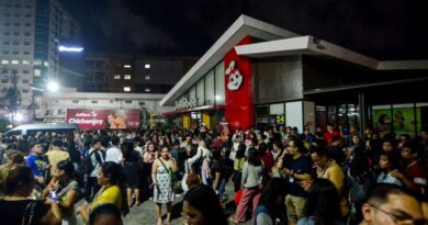People gather on a street after earthquake tremors at Cebu in central Philippines on September 30, 2025.