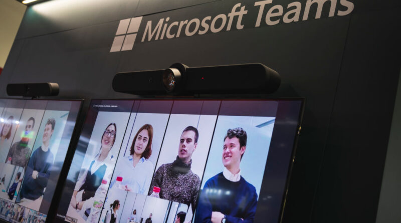 A screen shows a virtual meeting with Microsoft Teams at ISE 2024