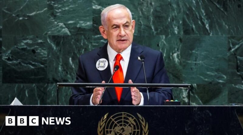 Netanyahu attacks Palestinian recognition as dozens walk out of UN speech
