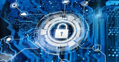 Lock in the middle of a network of applications illustrating cloud security