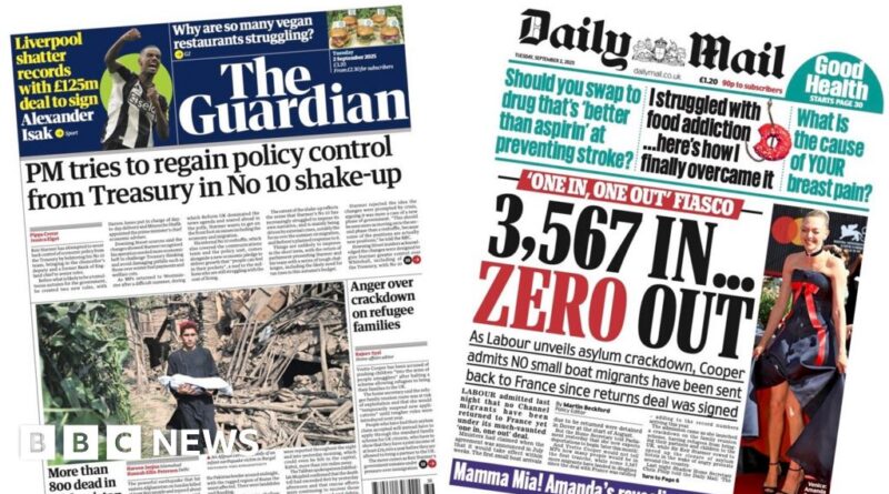 Newspaper headlines: 'No 10 shake-up' and Labour's 'asylum crackdown'