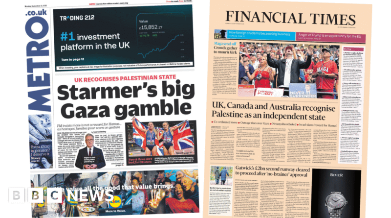 Newspaper headlines: 'Starmer's big Gaza gamble' and 'Maga send-off'