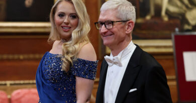WINDSOR, ENGLAND - SEPTEMBER 17: Tiffany Trump and Tim Cook, Apple CEO attend the State visit by the President of the United States of America at Windsor Castle on September 17, 2025 in Windsor, England. President Trump is in England from Sept. 16-18 on his second UK state visit, with the previous one taking place in 2019 during his first presidential term. (Photo by Anna Moneymaker/Getty Images)