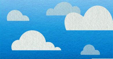 Blue sky with clouds illustration, representing Bluesky social