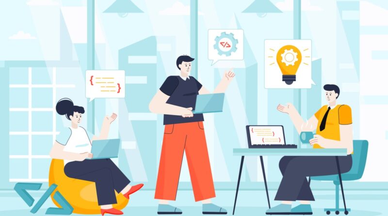 Group of developers working together.