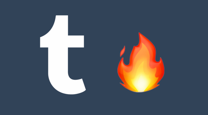 the tumblr logo next to a fire emoji