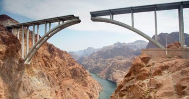 Partially completed bridge.