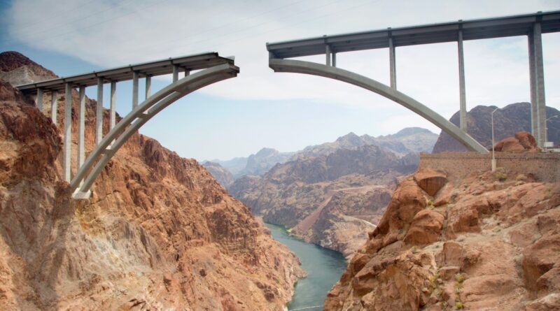 Partially completed bridge.
