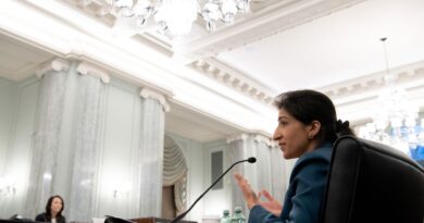 Lina Khan, nominee for Commissioner of the Federal Trade Commission (FTC), speaks at a Senate Committee on Commerce, Science, and Transportation confirmation hearing on Capitol Hill on April 21, 2021 in Washington, DC.