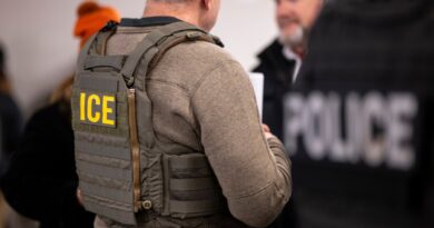 US Immigration and Customs Enforcement (ICE) agents, along with other federal law enforcement agencies, attend a pre-enforcement meeting in Chicago, Illinois, US, on Sunday, Jan. 26, 2025.