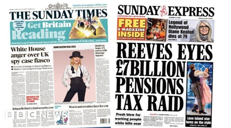 Newspaper headlines: 'White House anger over UK spy case' and 'Pensions tax raid'