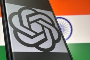 OpenAI logo over flag of India