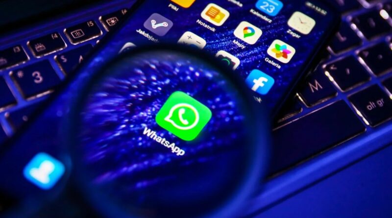 The WhatsApp icon displayed on an iPhone.
