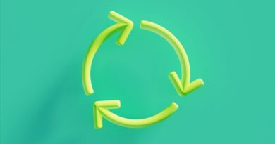 Circle formed by curved arrows as a symbol of recycling, 3d illustration, horizontal image
